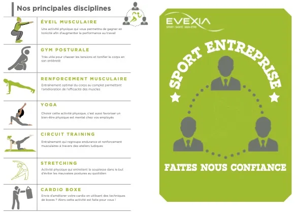 Plaquette sport en entrerpise chez EVEXIA à Avignon