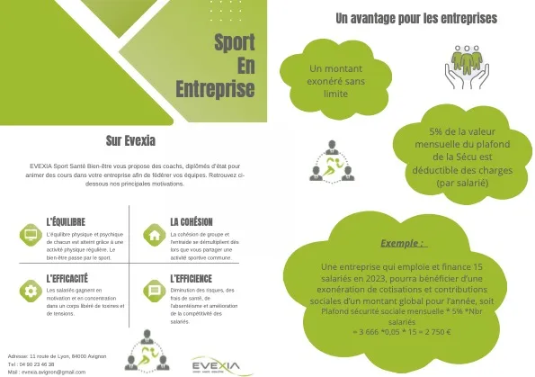 Plaquette 2 sport en entrerpise chez EVEXIA à Avignon